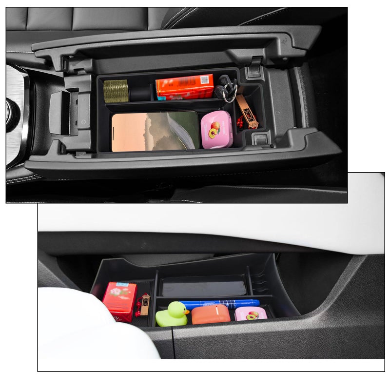 Neepiar 2 قطعة منظم وحدة التحكم المركزية متوافق مع 2021 2022 2023 2024 Nissan Rogue مسند الذراع صندوق تخزين إدراج صينية مادة ABS الملحقات الداخلية - Image 4